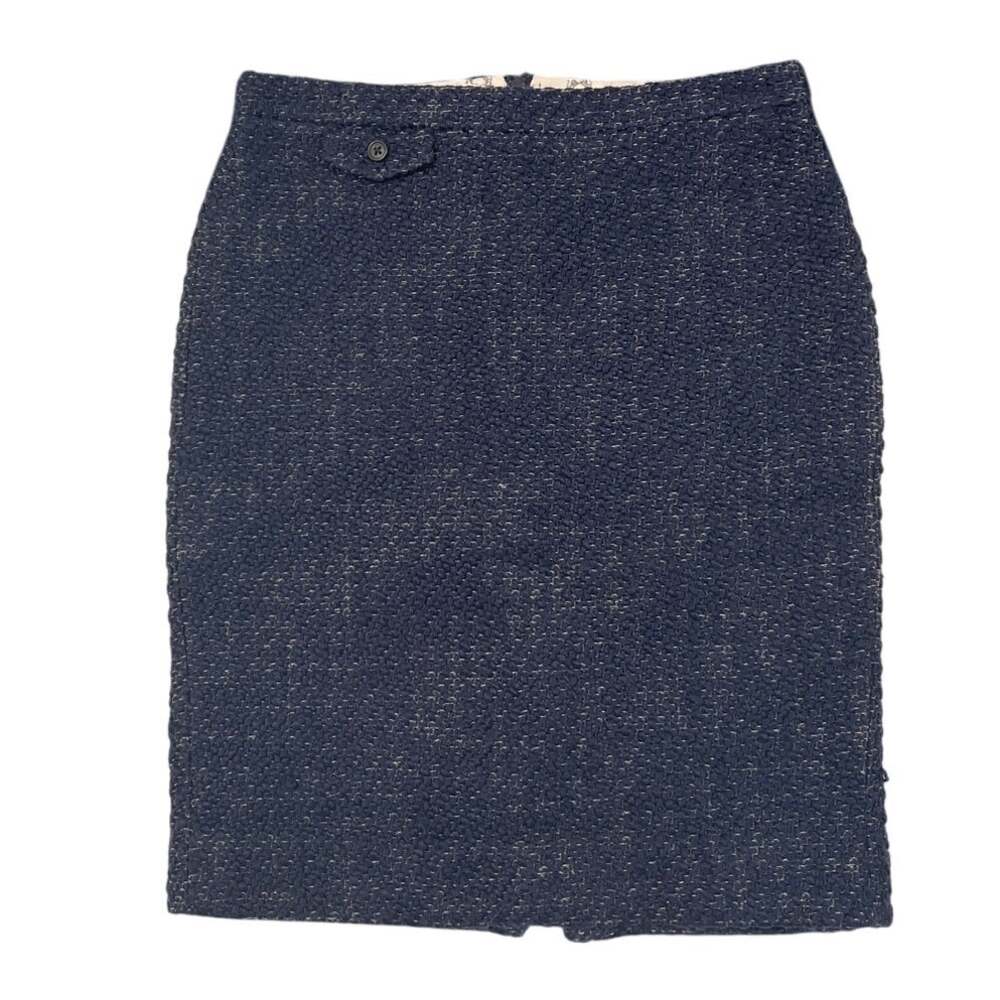 J.Crew Navy Wool Boucle No. 2 Pencil Skirt Women's Size 6 Lined Career Winter